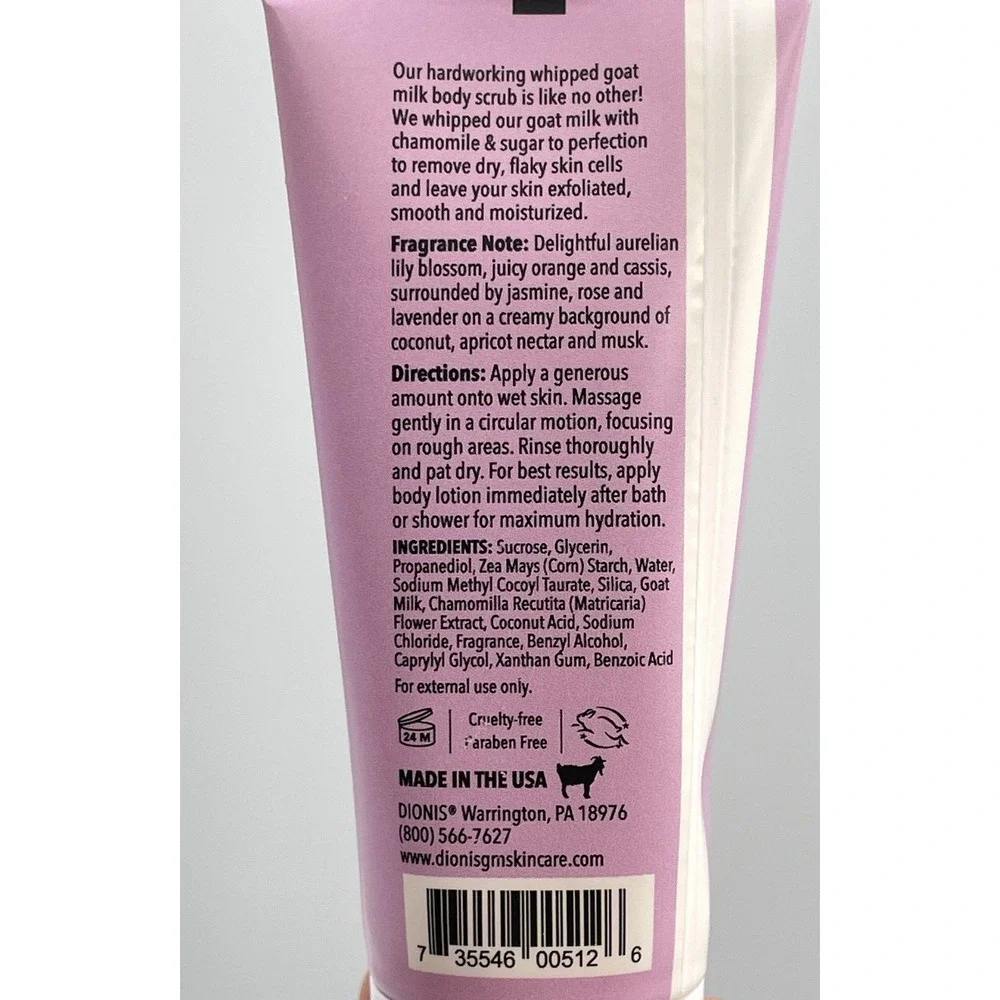 Dionis Goat Milk Whipped Body Scrub Set Of 3 Vanilla‎ Bean Lavender Blossom New